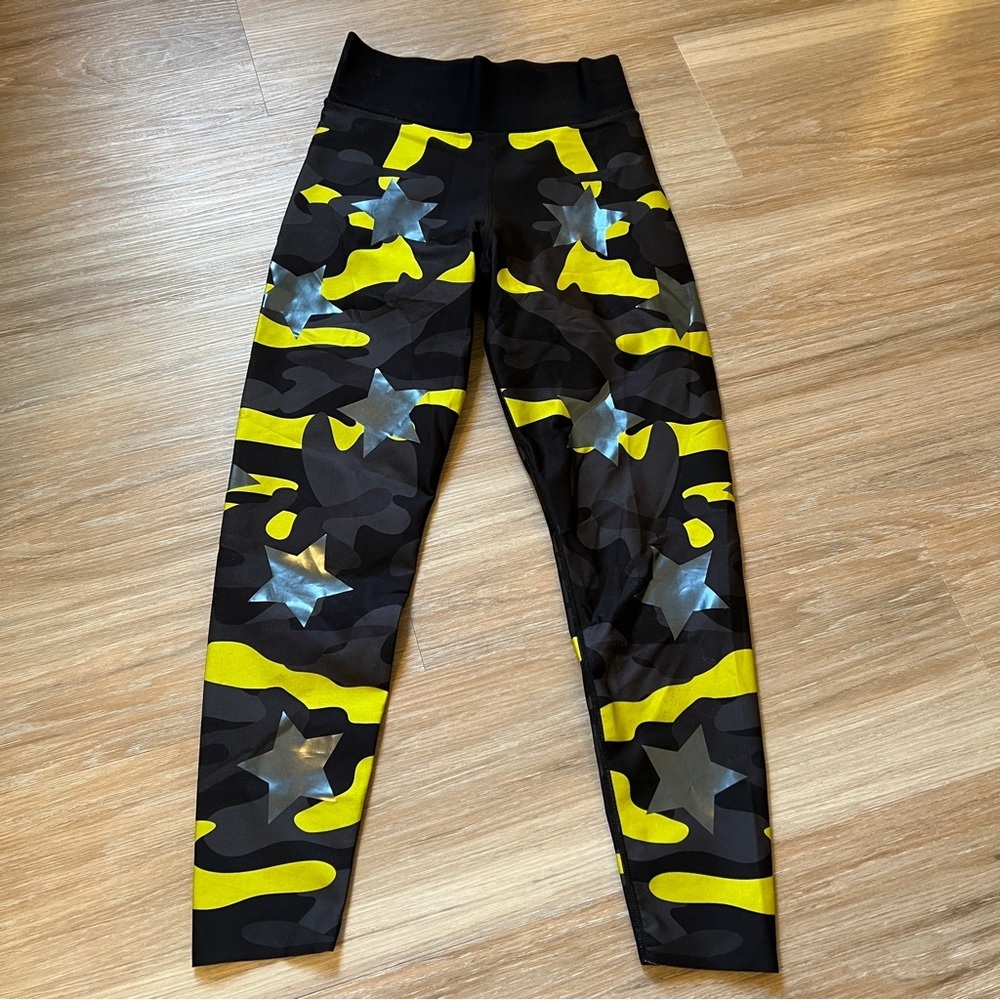 Ultracor Camo Star Leggings Black Green/Yellow Size Small Activewear compression